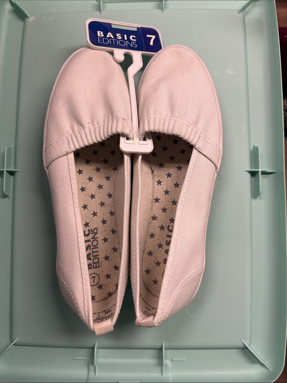 Basic Editions Women's White Canvas Slip-On Flats